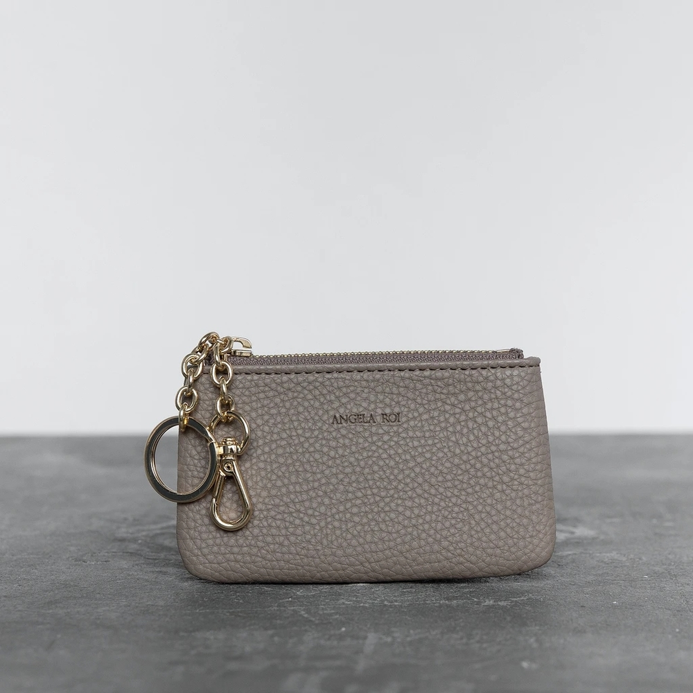 NEW ANGELA ROI ZURI CARD KEY POUCH LIGHT MUD GRAY